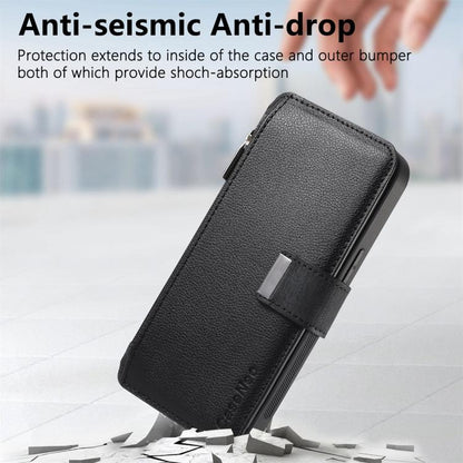 For iPhone 17 CaseNeo MagSafe RFID Anti-theft Zipper Wallet Retro Leather Phone Case(Black) by CaseNeo