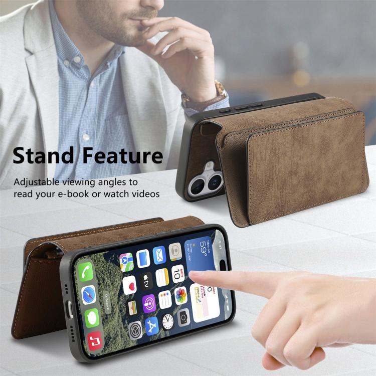 For iPhone 17 CaseNeo MagSafe RFID Anti-theft Zipper Wallet Retro Leather Phone Case(Brown) by CaseNeo