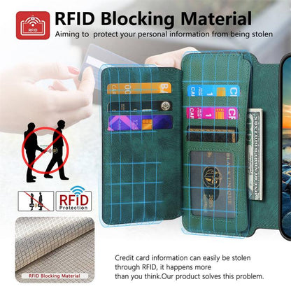 For iPhone 17 CaseNeo MagSafe RFID Anti-theft Zipper Wallet Retro Leather Phone Case(Green) by CaseNeo