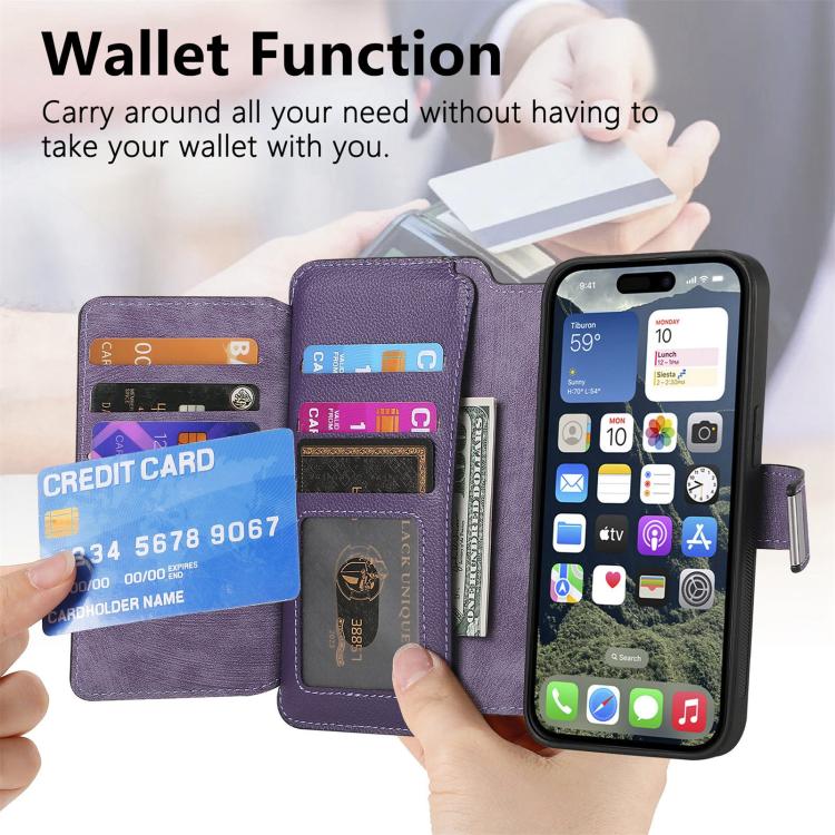 For iPhone 17 CaseNeo MagSafe RFID Anti-theft Zipper Wallet Retro Leather Phone Case(Purple) by CaseNeo