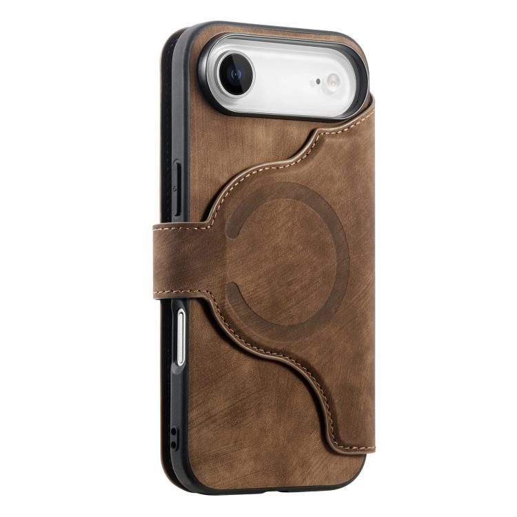 For iPhone Air CaseNeo MagSafe RFID Anti-theft Zipper Wallet Retro Leather Phone Case(Brown) by CaseNeo