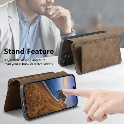 For iPhone Air CaseNeo MagSafe RFID Anti-theft Zipper Wallet Retro Leather Phone Case(Brown) by CaseNeo