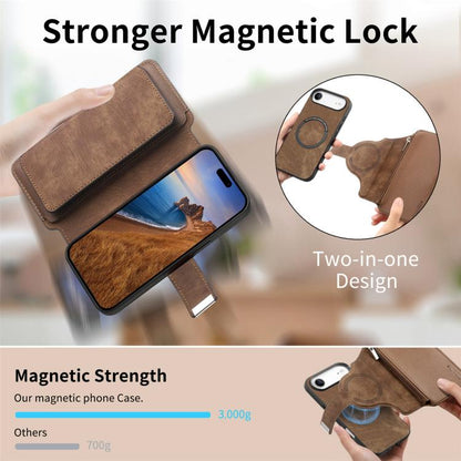 For iPhone Air CaseNeo MagSafe RFID Anti-theft Zipper Wallet Retro Leather Phone Case(Brown) by CaseNeo