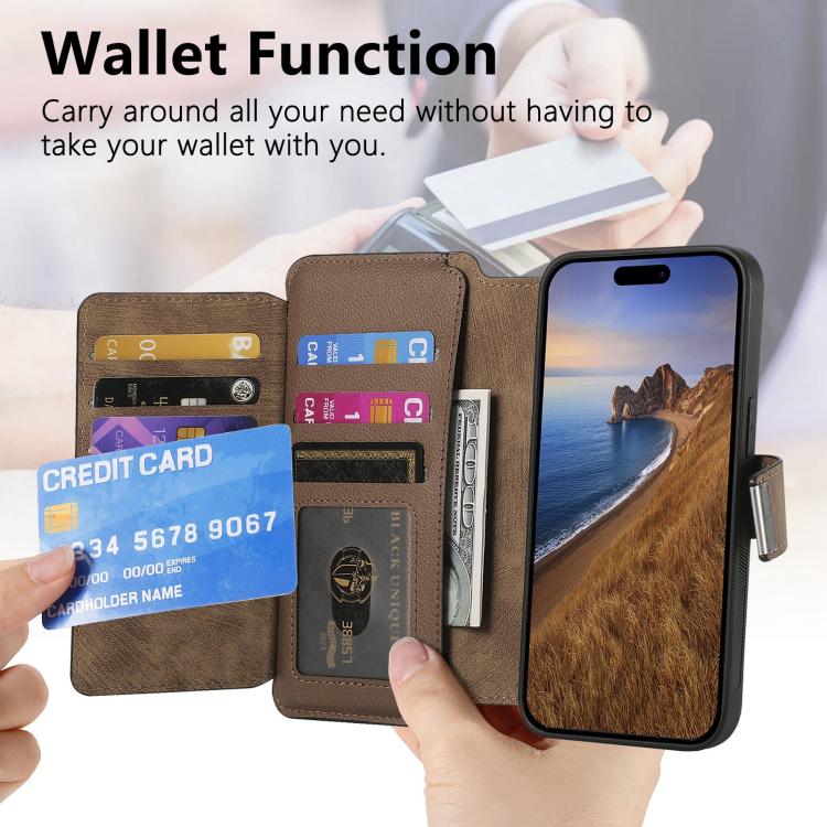 For iPhone Air CaseNeo MagSafe RFID Anti-theft Zipper Wallet Retro Leather Phone Case(Brown) by CaseNeo