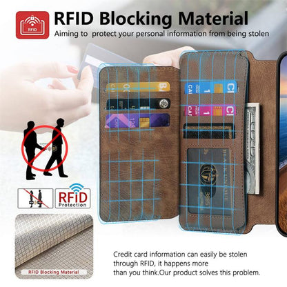 For iPhone Air CaseNeo MagSafe RFID Anti-theft Zipper Wallet Retro Leather Phone Case(Brown) by CaseNeo