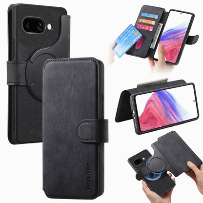 For Google Pixel 9a CaseNeo MagSafe RFID Anti-theft Retro Leather Phone Case(Black) by CaseNeo