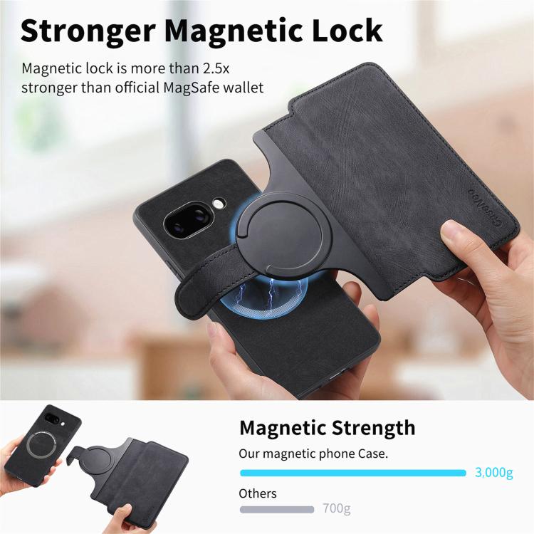 For Google Pixel 9a CaseNeo MagSafe RFID Anti-theft Retro Leather Phone Case(Black) by CaseNeo