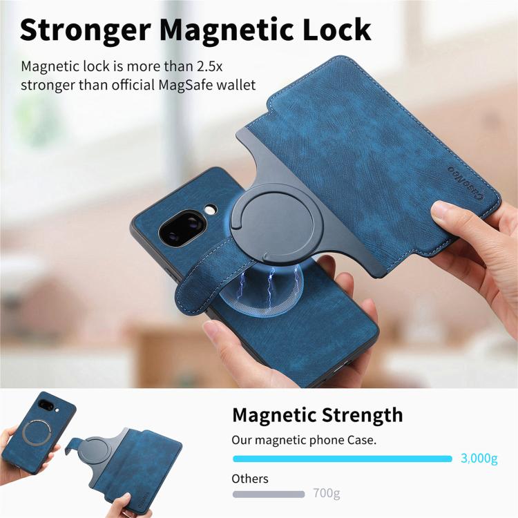 For Google Pixel 9a CaseNeo MagSafe RFID Anti-theft Retro Leather Phone Case(Blue) by CaseNeo