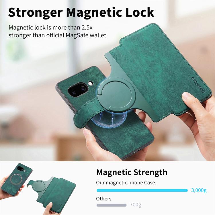 For Google Pixel 9a CaseNeo MagSafe RFID Anti-theft Retro Leather Phone Case(Green) by CaseNeo
