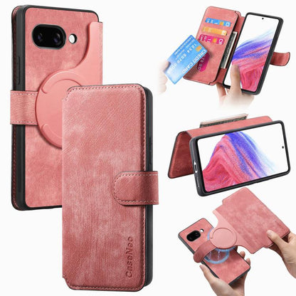 For Google Pixel 9a CaseNeo MagSafe RFID Anti-theft Retro Leather Phone Case(Pink) by CaseNeo