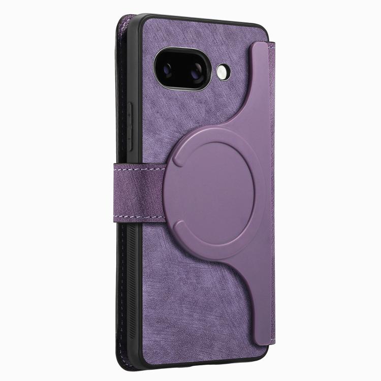 For Google Pixel 9a CaseNeo MagSafe RFID Anti-theft Retro Leather Phone Case(Purple) by CaseNeo