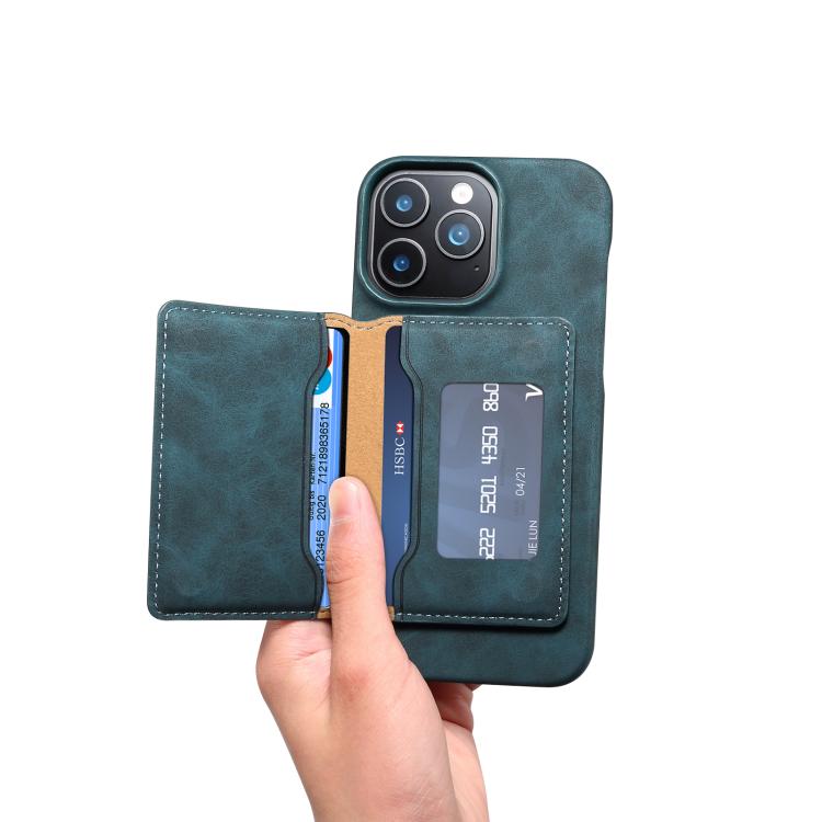 For iPhone 16 Plus Denior D27 Retro Texture RFID MagSafe Photo Frame Card-slot Phone Case(Blue) by Denior