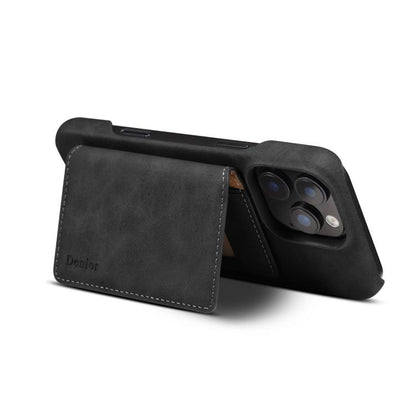 For iPhone 16 Pro Denior D27 Retro Texture RFID MagSafe Photo Frame Card-slot Phone Case(Black) by Denior