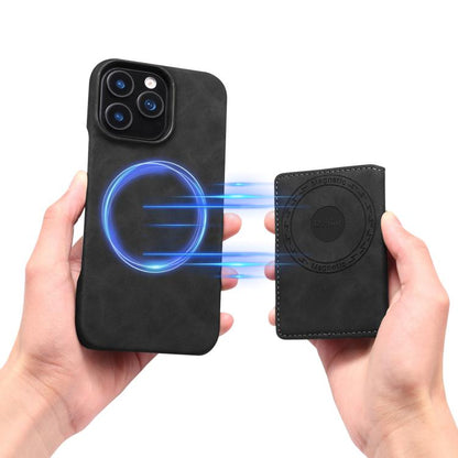 For iPhone 16 Pro Denior D27 Retro Texture RFID MagSafe Photo Frame Card-slot Phone Case(Black) by Denior