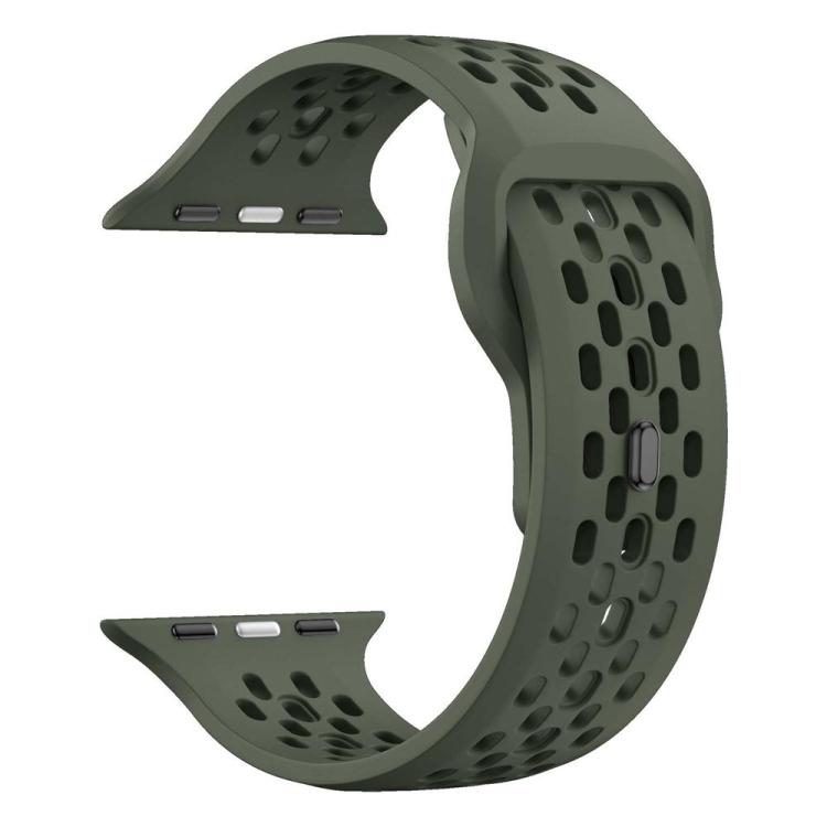 For Apple Watch 46mm / 49mm / 45mm / 44mm xDfind Mesh Reverse Buckle Silicone Watch Band(Olive Green) by xDfind