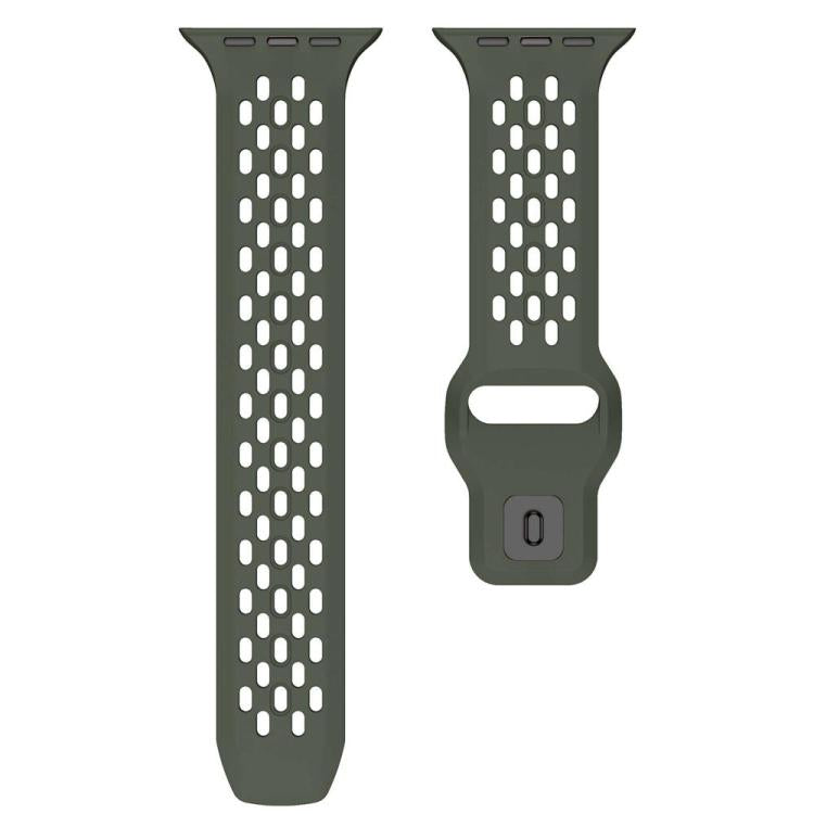 For Apple Watch 46mm / 49mm / 45mm / 44mm xDfind Mesh Reverse Buckle Silicone Watch Band(Olive Green) by xDfind