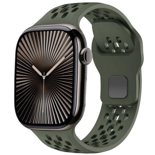 For Apple Watch 46mm / 49mm / 45mm / 44mm xDfind Mesh Reverse Buckle Silicone Watch Band(Olive Green) by xDfind