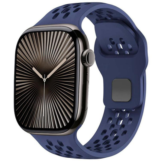 For Apple Watch 46mm / 49mm / 45mm / 44mm xDfind Mesh Reverse Buckle Silicone Watch Band(Navy Blue) by xDfind