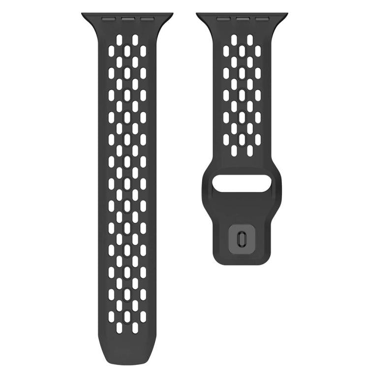 For Apple Watch 46mm / 49mm / 45mm / 44mm xDfind Mesh Reverse Buckle Silicone Watch Band(Black) by xDfind