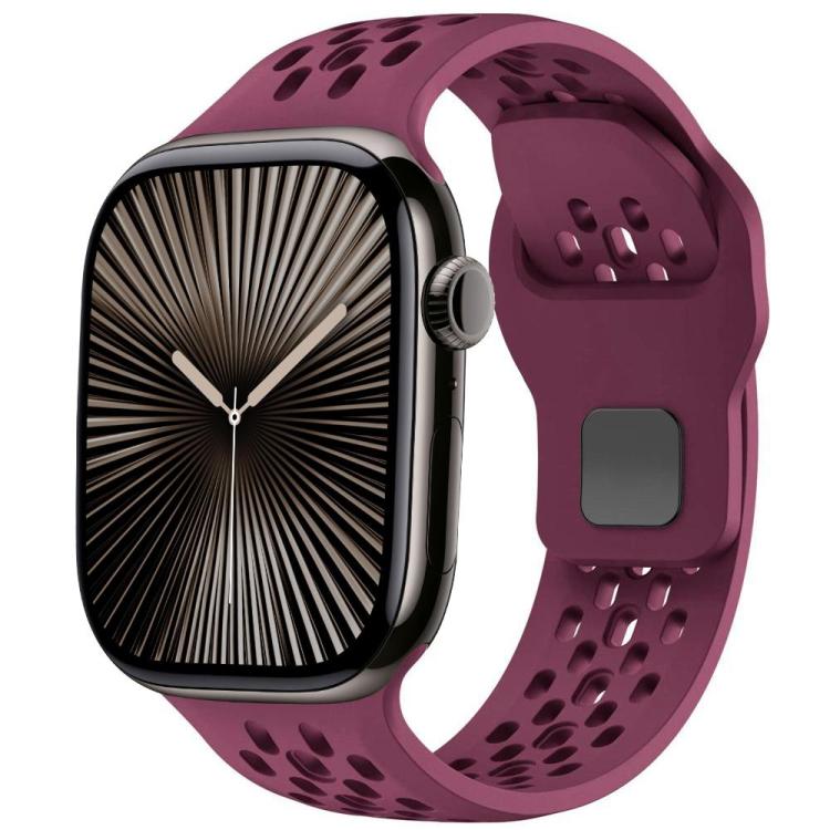 For Apple Watch 46mm / 49mm / 45mm / 44mm xDfind Mesh Reverse Buckle Silicone Watch Band(Wine Red) by xDfind