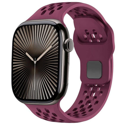 For Apple Watch 46mm / 49mm / 45mm / 44mm xDfind Mesh Reverse Buckle Silicone Watch Band(Wine Red) by xDfind