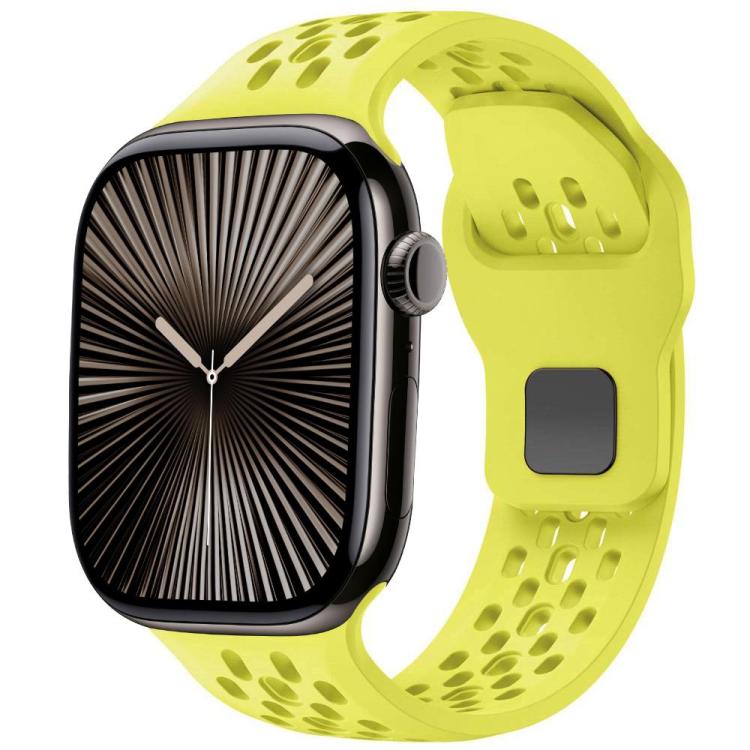 For Apple Watch 46mm / 49mm / 45mm / 44mm xDfind Mesh Reverse Buckle Silicone Watch Band(Lime) by xDfind