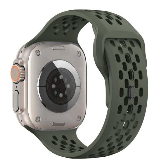 For Apple Watch 42mm / 41mm / 40mm / 38mm xDfind Mesh Reverse Buckle Silicone Watch Band(Olive Green) by xDfind