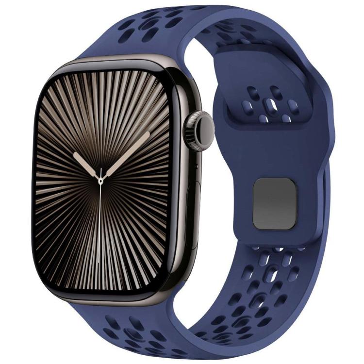 For Apple Watch 42mm / 41mm / 40mm / 38mm xDfind Mesh Reverse Buckle Silicone Watch Band(Navy Blue) by xDfind