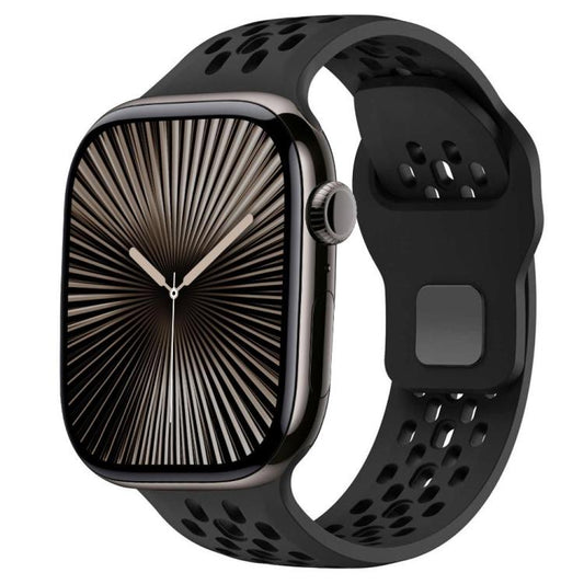 For Apple Watch 42mm / 41mm / 40mm / 38mm xDfind Mesh Reverse Buckle Silicone Watch Band(Black) by xDfind
