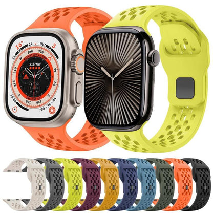For Apple Watch 46mm / 49mm / 45mm / 44mm xDfind Mesh Reverse Buckle Silicone Watch Band(Lime) by xDfind