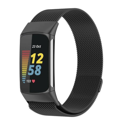 For Fitbit Charge 6 / 5 xDfind Milanese Magnetic Metal Watch Band, Size:S(Black) by xDfind