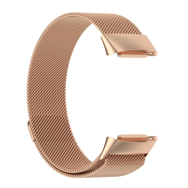 For Fitbit Charge 6 / 5 xDfind Milanese Magnetic Metal Watch Band, Size:L(Rose Gold) by xDfind
