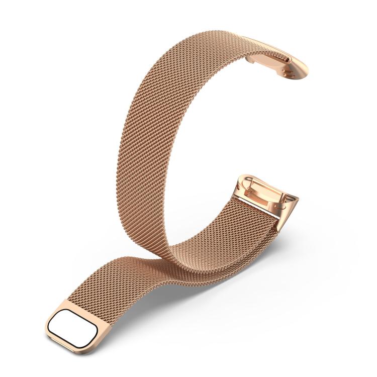 For Fitbit Charge 6 / 5 xDfind Milanese Magnetic Metal Watch Band, Size:L(Rose Gold) by xDfind