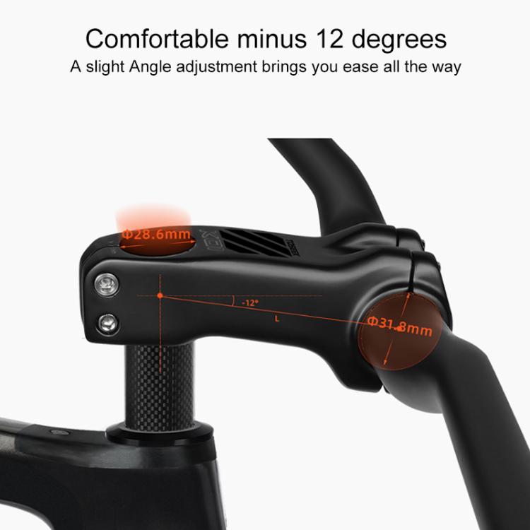 TOSEEK K01 Road Mountain Bike Carbon Fiber Handlebar Riser Faucet, Size:-12 Degree, 100mm(Gloss) by TOSEEK