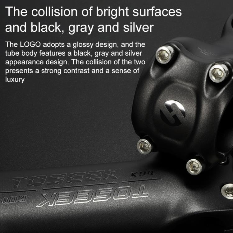 TOSEEK K04 Full Carbon Fiber Brazing Road Mountain Bike Handlebar Riser Faucet, Size:6 Degree, 80mm(Black Grey Silver) by TOSEEK