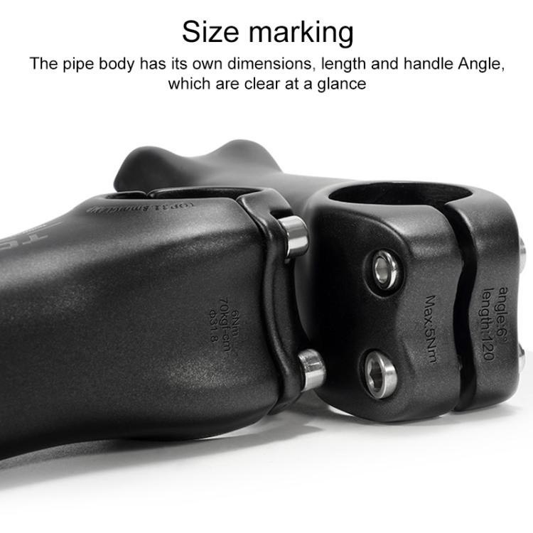 TOSEEK K04 Full Carbon Fiber Brazing Road Mountain Bike Handlebar Riser Faucet, Size:17 Degree, 120mm(Black Grey Silver) by TOSEEK