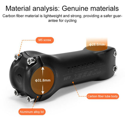 TOSEEK K04 Full Carbon Fiber Brazing Road Mountain Bike Handlebar Riser Faucet, Size:6 Degree, 120mm(Black Grey Silver) by TOSEEK