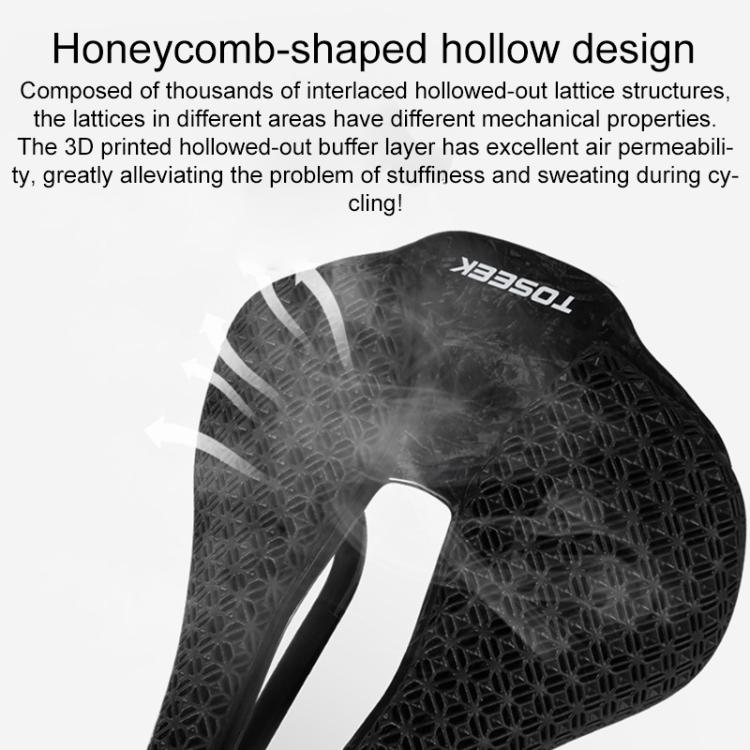 TOSEEK P10 Carbon Fiber 3D Printed Road Mountain Bike Seat, Width:143mm by TOSEEK