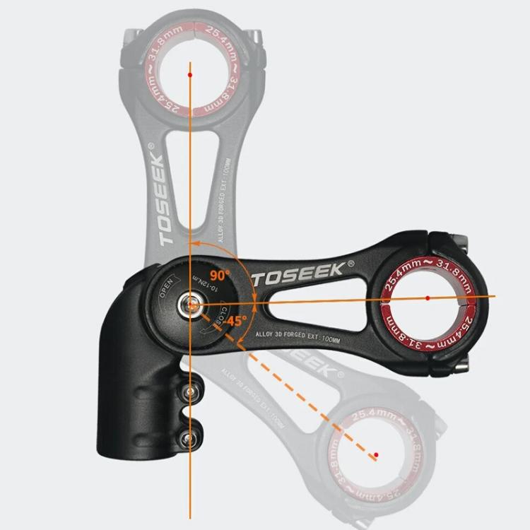 TOSEEK ST003 Aluminum Alloy Adjustable Angle Mountain Bike Stem, Specification:80mm by TOSEEK