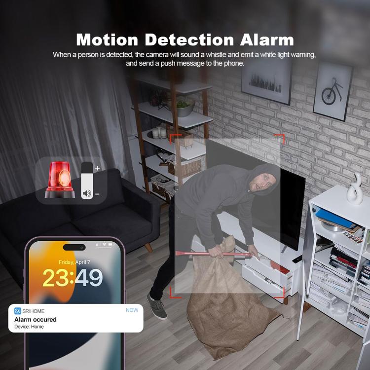 SriHome SH036 500W Pixel AI Smart HD Camera Supports Human Tracking(AU Plug) by SriHome