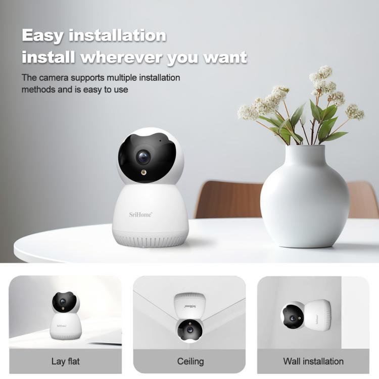 SriHome SH036 500W Pixel AI Smart HD Camera Supports Human Tracking(EU Plug) by SriHome