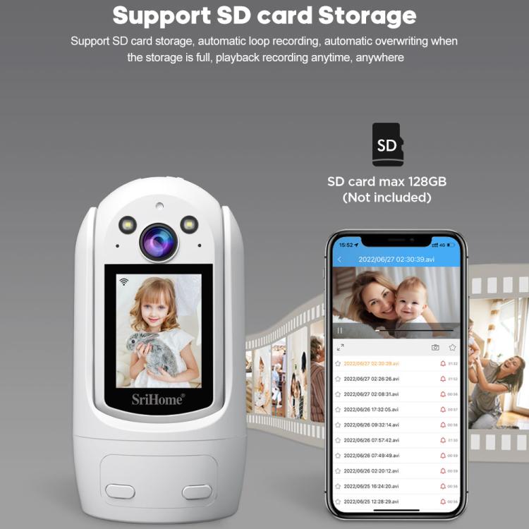 SriHome SH060 2MP 2.4 inch IPS Screen Smart IP Camera Supports Two-way Video Voice Call(EU Plug) by SriHome