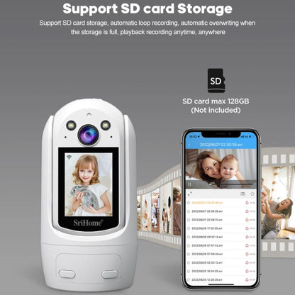 SriHome SH060 2MP 2.4 inch IPS Screen Smart IP Camera Supports Two-way Video Voice Call(EU Plug) by SriHome
