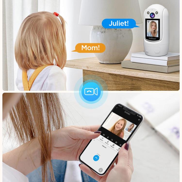 SriHome SH060 2MP 2.4 inch IPS Screen Smart IP Camera Supports Two-way Video Voice Call(US Plug) by SriHome
