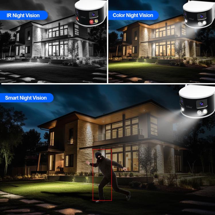 SriHome SH070 4MP Binocular Stitching Ultra-wide Angle Waterproof Camera Supports Full-color Night Vision(AU Plug) by SriHome