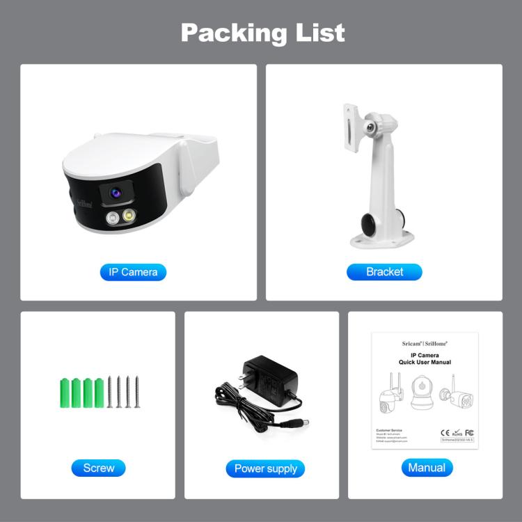 SriHome SH070 4MP Binocular Stitching Ultra-wide Angle Waterproof Camera Supports Full-color Night Vision(AU Plug) by SriHome