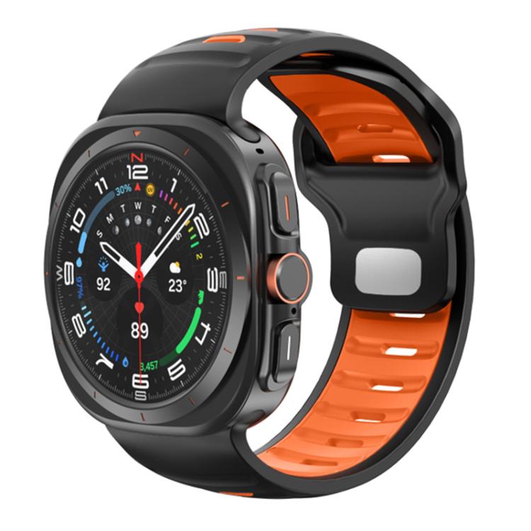 For Samsung Galaxy Watch Ultra 47mm / Ultra 2025 Striped Two Color Silicone Watch Band(Black Orange) by bashfashion
