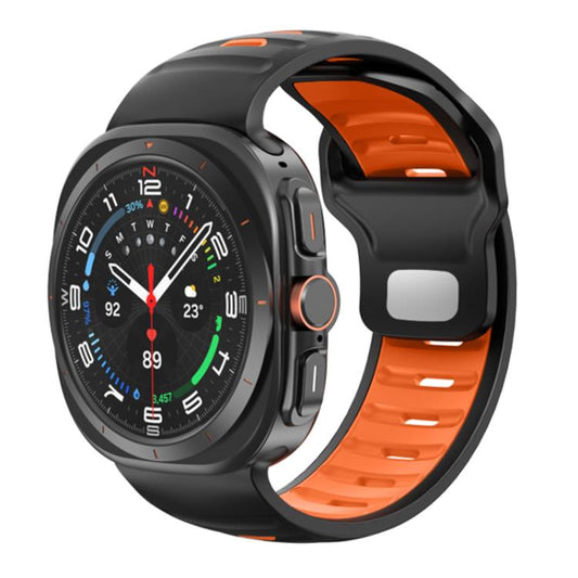 For Samsung Galaxy Watch Ultra 47mm / Ultra 2025 Striped Two Color Silicone Watch Band(Black Orange) by bashfashion