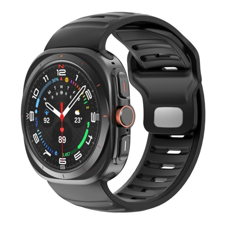 For Samsung Galaxy Watch Ultra 47mm / Ultra 2025 Striped Two Color Silicone Watch Band(Black) by bashfashion