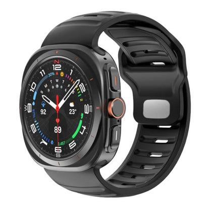 For Samsung Galaxy Watch Ultra 47mm / Ultra 2025 Striped Two Color Silicone Watch Band(Black) by bashfashion